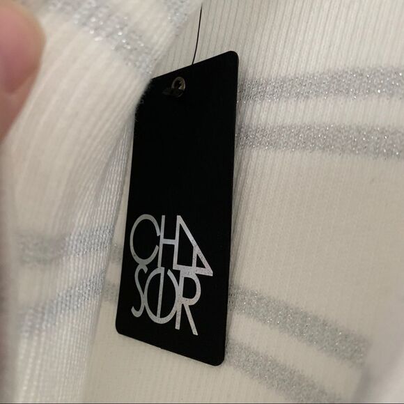 NWT Chaser White & Metallic Silver sweater dress Md Last Chance! - Picture 2 of 3